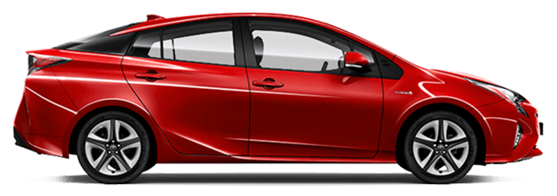 Červená Toyota Prius Hybrid